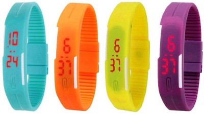 NS18 Silicone Led Magnet Band Watch Combo of 4 Sky Blue, Orange, Yellow And Purple Digital Watch  - For Couple   Watches  (NS18)