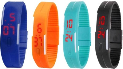 NS18 Silicone Led Magnet Band Combo of 4 Blue, Orange, Sky Blue And Black Digital Watch  - For Boys & Girls   Watches  (NS18)