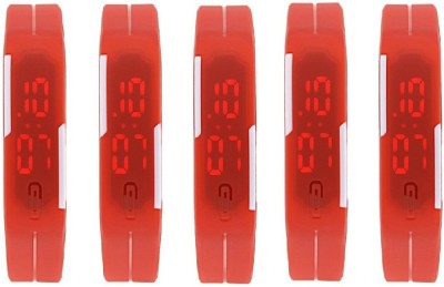 Fashion Gateway Red Led Magnet Band (pack of 5) Red Digital Watch  - For Boys & Girls   Watches  (Fashion Gateway)