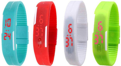 

Kissu Led Magnet Band Combo of 4 Sky Blue, Red, White And Green Watch - For Men & Women