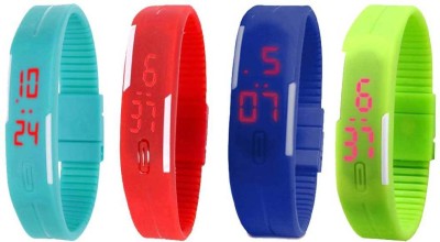 NS18 Silicone Led Magnet Band Combo of 4 Sky Blue, Red, Blue And Green Digital Watch  - For Boys & Girls   Watches  (NS18)