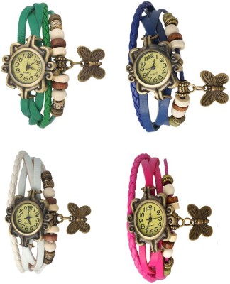 NS18 Vintage Butterfly Rakhi Combo of 4 Green, White, Blue And Pink Analog Watch  - For Women   Watches  (NS18)