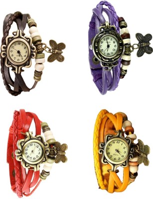 NS18 Vintage Butterfly Rakhi Combo of 4 Brown, Red, Purple And Yellow Analog Watch  - For Women   Watches  (NS18)