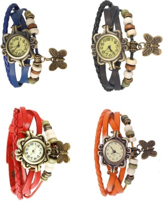 NS18 Vintage Butterfly Rakhi Combo of 4 Blue, Red, Black And Orange Analog Watch  - For Women   Watches  (NS18)
