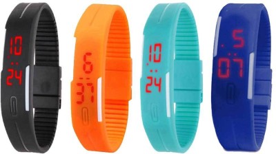 NS18 Silicone Led Magnet Band Combo of 4 Black, Orange, Sky Blue And Blue Digital Watch  - For Boys & Girls   Watches  (NS18)