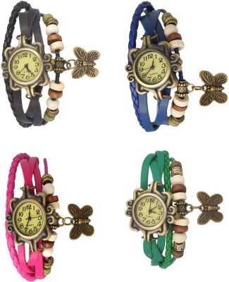 NS18 Vintage Butterfly Rakhi Combo of 4 Black, Pink, Blue And Green Analog Watch  - For Women   Watches  (NS18)