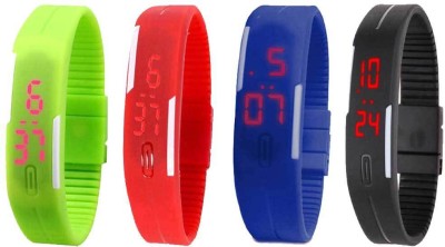 NS18 Silicone Led Magnet Band Combo of 4 Green, Red, Blue And Black Digital Watch  - For Boys & Girls   Watches  (NS18)
