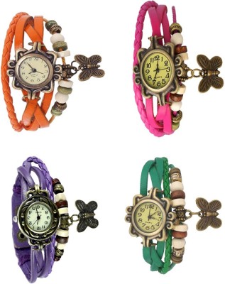 NS18 Vintage Butterfly Rakhi Combo of 4 Orange, Purple, Pink And Green Analog Watch  - For Women   Watches  (NS18)
