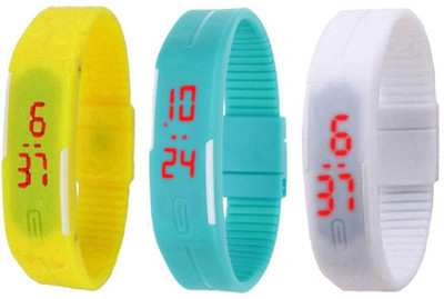 

Kissu Led Magnet Band Combo of 3 Yellow, Sky Blue And White Watch - For Men & Women