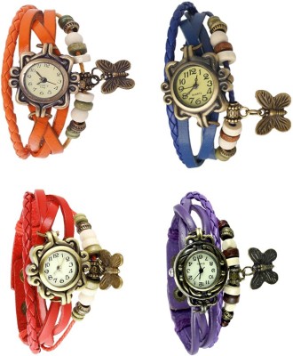 NS18 Vintage Butterfly Rakhi Combo of 4 Orange, Red, Blue And Purple Analog Watch  - For Women   Watches  (NS18)