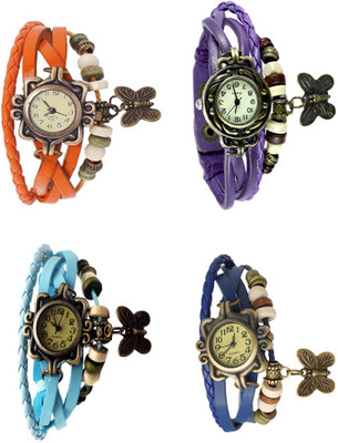 

Kissu Vintage Rakhi Combo of 4 Orange, Sky Blue, Purple And Blue Watch - For Women