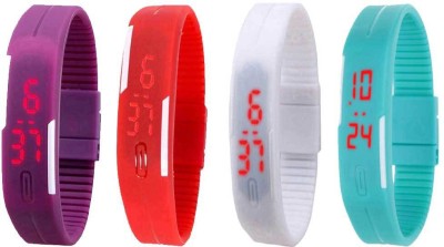 NS18 Silicone Led Magnet Band Watch Combo of 4 Purple, Red, White And Sky Blue Digital Watch  - For Couple   Watches  (NS18)