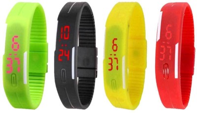 NS18 Silicone Led Magnet Band Watch Combo of 4 Green, Black, Yellow And Red Digital Watch  - For Couple   Watches  (NS18)
