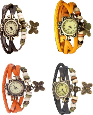 NS18 Vintage Butterfly Rakhi Combo of 4 Brown, Orange, Yellow And Black Analog Watch  - For Women   Watches  (NS18)