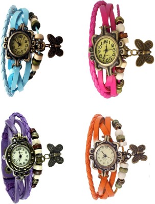 NS18 Vintage Butterfly Rakhi Combo of 4 Sky Blue, Purple, Pink And Orange Analog Watch  - For Women   Watches  (NS18)