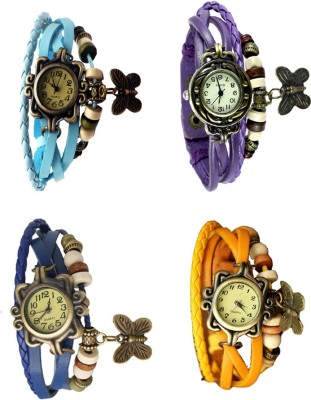 NS18 Vintage Butterfly Rakhi Combo of 4 Sky Blue, Blue, Purple And Yellow Analog Watch  - For Women   Watches  (NS18)