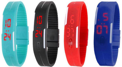 

Kissu Led Magnet Band Combo of 4 Sky Blue, Black, Red And Blue Watch - For Men & Women