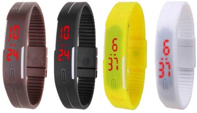 NS18 Silicone Led Magnet Band Combo of 4 Brown, Black, Yellow And White Digital Watch  - For Boys & Girls   Watches  (NS18)