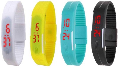 NS18 Silicone Led Magnet Band Combo of 4 White, Yellow, Sky Blue And Black Digital Watch  - For Boys & Girls   Watches  (NS18)