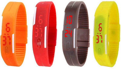 NS18 Silicone Led Magnet Band Combo of 4 Orange, Red, Brown And Yellow Digital Watch  - For Boys & Girls   Watches  (NS18)