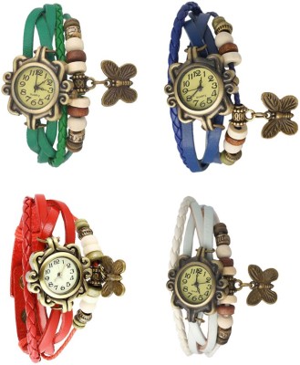 NS18 Vintage Butterfly Rakhi Combo of 4 Green, Red, Blue And White Analog Watch  - For Women   Watches  (NS18)