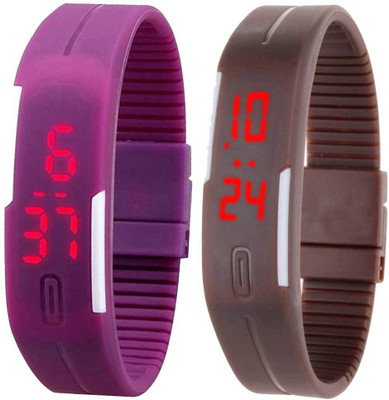 

Kissu Led Band Watch Combo of 2 Purple And Brown Watch - For Couple