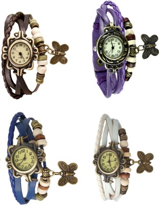 NS18 Vintage Butterfly Rakhi Combo of 4 Brown, Blue, Purple And White Analog Watch  - For Women   Watches  (NS18)