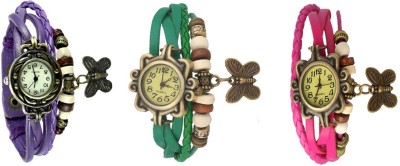 NS18 Vintage Butterfly Rakhi Watch Combo of 3 Purple, Green And Pink Analog Watch  - For Women   Watches  (NS18)