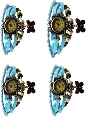 

Kissu Vintage Rakhi Combo of 4 Sky Blue Watch - For Women