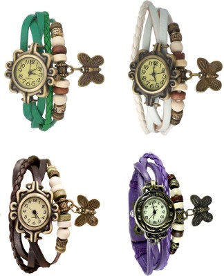 NS18 Vintage Butterfly Rakhi Combo of 4 Green, Brown, White And Purple Analog Watch  - For Women   Watches  (NS18)