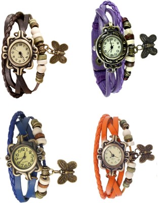 NS18 Vintage Butterfly Rakhi Combo of 4 Brown, Blue, Purple And Orange Analog Watch  - For Women   Watches  (NS18)