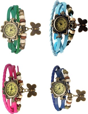 NS18 Vintage Butterfly Rakhi Combo of 4 Green, Pink, Sky Blue And Blue Analog Watch  - For Women   Watches  (NS18)