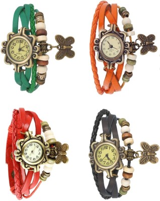 NS18 Vintage Butterfly Rakhi Combo of 4 Green, Red, Orange And Black Analog Watch  - For Women   Watches  (NS18)