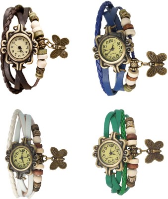 NS18 Vintage Butterfly Rakhi Combo of 4 Brown, White, Blue And Green Analog Watch  - For Women   Watches  (NS18)