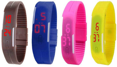 

Kissu Led Magnet Band Combo of 4 Brown, Blue, Pink And Yellow Watch - For Men & Women