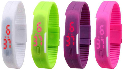 

Kissu Led Magnet Band Combo of 4 White, Green, Purple And Pink Watch - For Men & Women