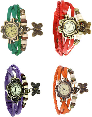 NS18 Vintage Butterfly Rakhi Combo of 4 Green, Purple, Red And Orange Analog Watch  - For Women   Watches  (NS18)