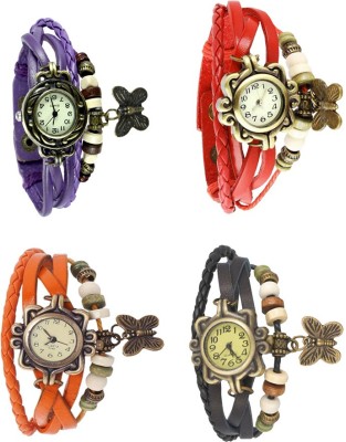NS18 Vintage Butterfly Rakhi Combo of 4 Purple, Orange, Red And Black Analog Watch  - For Women   Watches  (NS18)