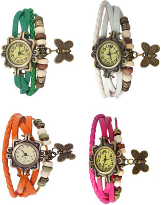 

NS18 Vintage Butterfly Rakhi Combo of 4 Green, Orange, White And Pink Watch - For Women