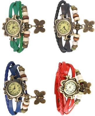 NS18 Vintage Butterfly Rakhi Combo of 4 Green, Blue, Black And Red Analog Watch  - For Women   Watches  (NS18)