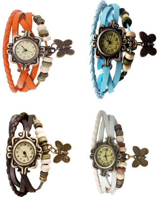 

NS18 Vintage Butterfly Rakhi Combo of 4 Orange, Brown, Sky Blue And White Watch - For Women