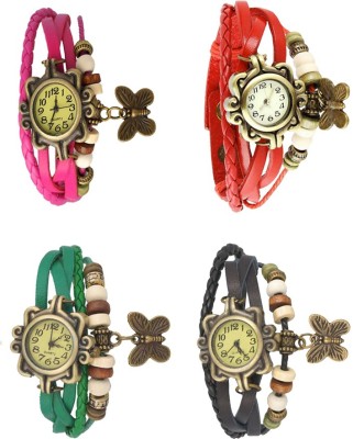 NS18 Vintage Butterfly Rakhi Combo of 4 Pink, Green, Red And Black Analog Watch  - For Women   Watches  (NS18)