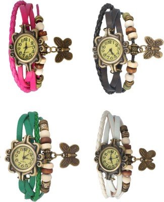 NS18 Vintage Butterfly Rakhi Combo of 4 Pink, Green, Black And White Analog Watch  - For Women   Watches  (NS18)