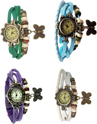 NS18 Vintage Butterfly Rakhi Combo of 4 Green, Purple, Sky Blue And White Analog Watch  - For Women   Watches  (NS18)