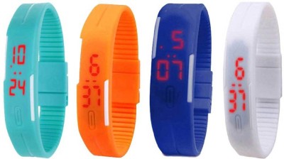 NS18 Silicone Led Magnet Band Combo of 4 Sky Blue, Orange, Blue And White Digital Watch  - For Boys & Girls   Watches  (NS18)