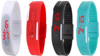 NS18 Silicone Led Magnet Band Watch Combo of 4 White, Red, Black And Sky Blue Digital Watch  - For Couple   Watches  (NS18)