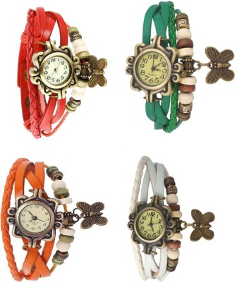 NS18 Vintage Butterfly Rakhi Combo of 4 Red, Orange, Green And White Analog Watch  - For Women   Watches  (NS18)