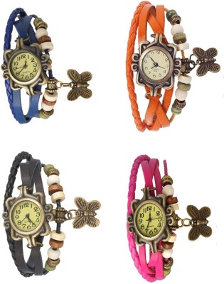 NS18 Vintage Butterfly Rakhi Combo of 4 Blue, Black, Orange And Pink Analog Watch  - For Women   Watches  (NS18)