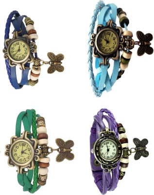 NS18 Vintage Butterfly Rakhi Combo of 4 Blue, Green, Sky Blue And Purple Analog Watch  - For Women   Watches  (NS18)