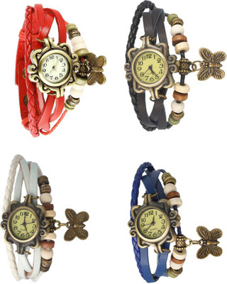 

Kissu Vintage Rakhi Combo of 4 Red, White, Black And Blue Watch - For Women